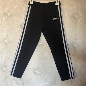 Adidas Kids Black Leggings with White Stripes